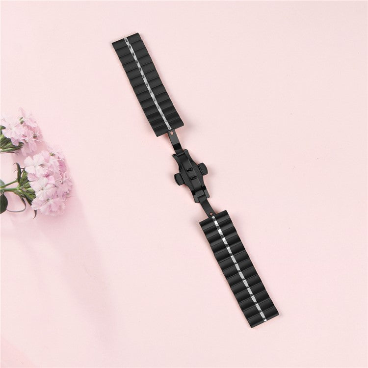 For Huawei Watch 3 Pro New Metal Replacement Wrist Band Fashion Watch Strap with Buckle - Black+Silver
