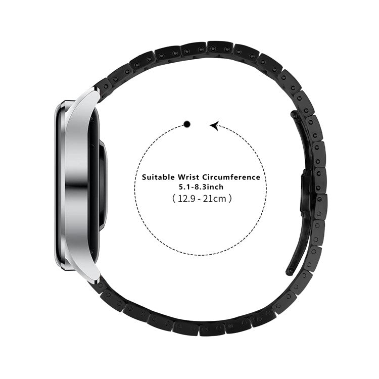 For Huawei Watch 3 Pro New Metal Replacement Wrist Band Fashion Watch Strap with Buckle - Black+Silver