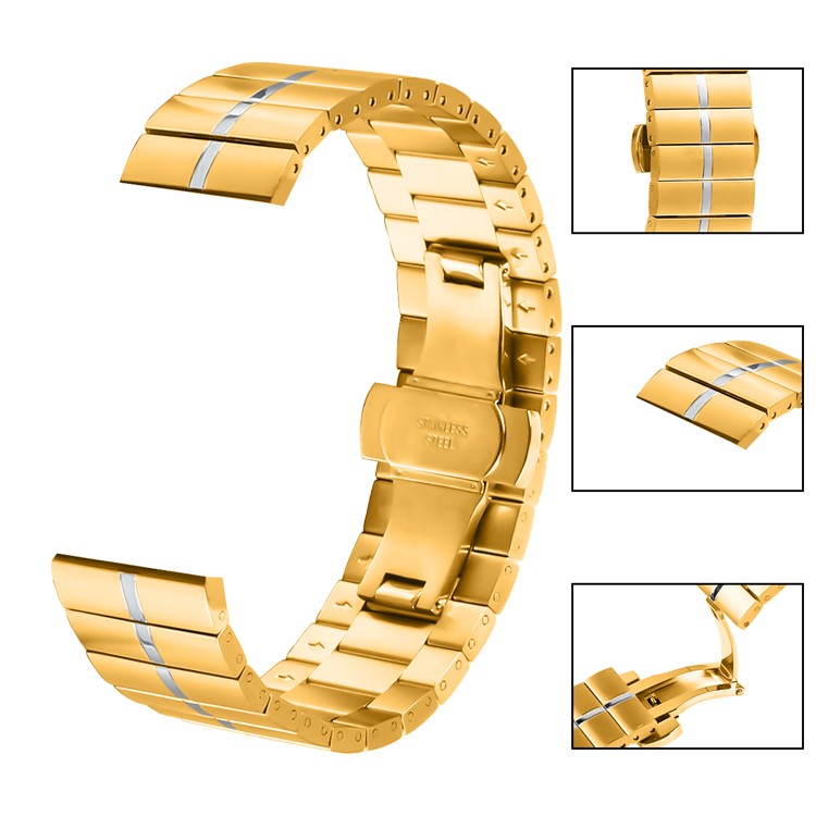 For Huawei Watch 3 Pro New Metal Replacement Wrist Band Fashion Watch Strap with Buckle - Splicing Gold