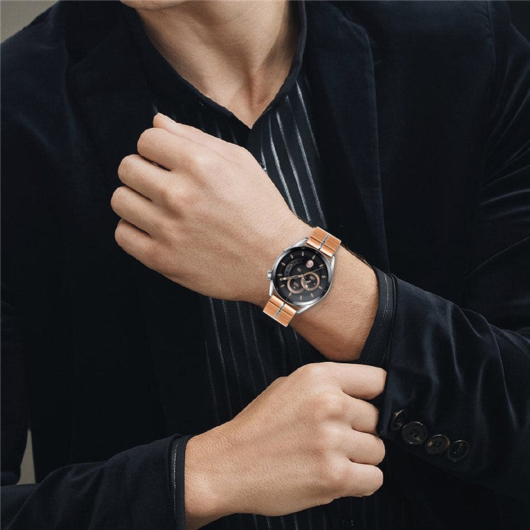 For Huawei Watch 3 Pro New Metal Replacement Wrist Band Fashion Watch Strap with Buckle - Splicing Rose Gold