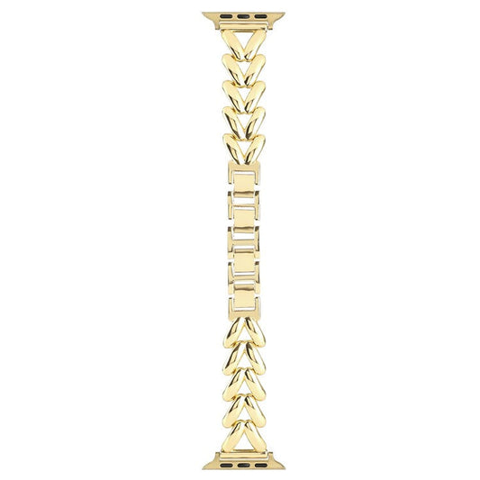 Zinc Alloy V-Shape Band for Apple Watch 10 46mm / Ultra 2 / Ultra 49mm / 9 8 7 45mm / SE (2023) SE (2022) SE 6 5 4 44mm / 3 2 1 42mm Watch Strap - Gold