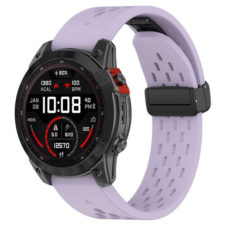 KALEBOL KLB-DDGJ-001 For Garmin Fenix 7 / 7 Pro QuickFit 22mm Silicone Watch Band with Magnetic Folding Buckle - Purple
