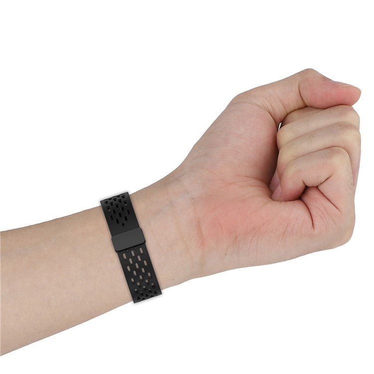 KALEBOL KLB-DDGJ-001 For Garmin Fenix 7X / 7X Pro Watch Band QuickFit 26mm Silicone Strap Magnetic Folding Buckle - Light Pink