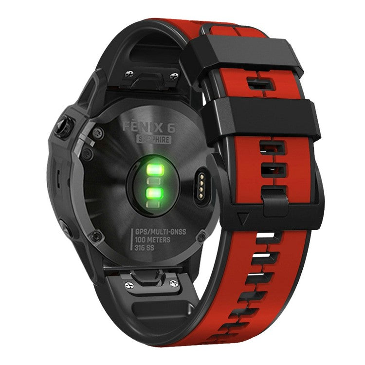 KALEBOL KLB-ZWGJ-001 For Garmin Fenix 7 / 7 Pro Silicone Watch Band QuickFit 22mm Dual Color Strap - Red+Black