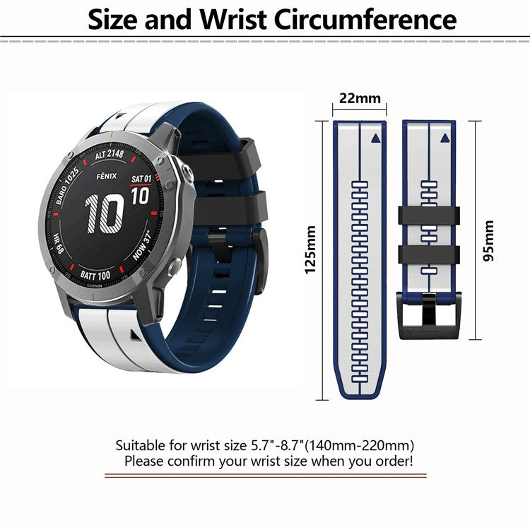KALEBOL KLB-ZWGJ-001 For Garmin Fenix 7 / 7 Pro Silicone Watch Band QuickFit 22mm Dual Color Strap - Red+Black