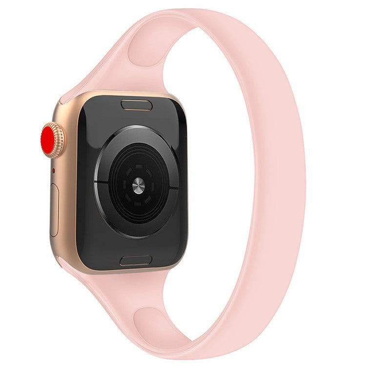Size S for Apple Watch 10 46mm / Ultra 2 / Ultra 49mm / 9 8 7 45mm / SE (2023) SE (2022) SE 6 5 4 44mm / 3 2 1 42mm Silicone Watch Band Bracelet - Pink