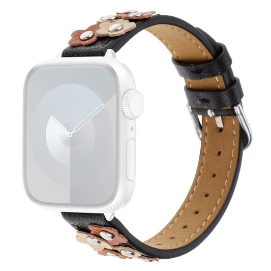 For Apple Watch 10 46mm / Ultra 2 / Ultra 49mm / 9 8 7 45mm / SE (2023) SE (2022) SE 6 5 4 44mm / 3 2 1 42mm Watch Strap PU Leather Band - Black