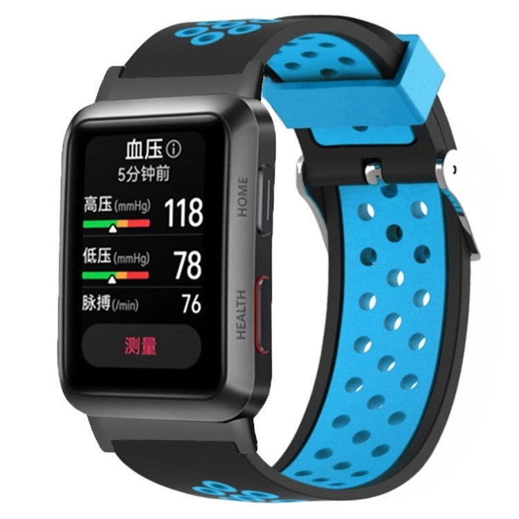 For Huawei Watch D Adjustable Silicone+Metal Watch Strap Breathable Band - Blue