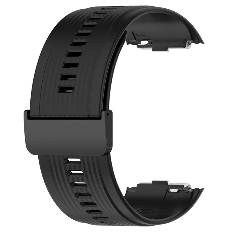 For Huawei Watch D Adjustable Silicone+Metal Watch Strap Flexible Wrist Band with Buckle - Black