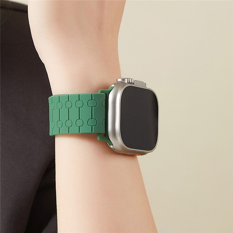 Strap for Apple Watch Series 10 42mm / 9 8 7 41mm / SE (2023) SE (2022) SE 6 5 4 40mm / 3 2 1 38mm Liquid Silicone Watch Band - Blackish Green