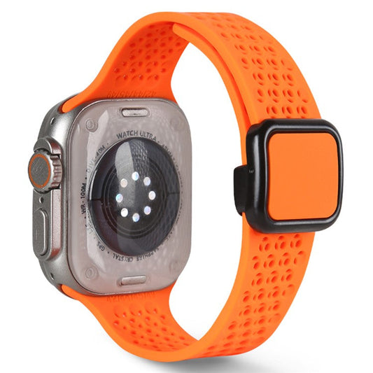 Watch Strap for Apple Watch Series 10 42mm / 9 8 7 41mm / SE (2023) SE (2022) SE 6 5 4 40mm / 3 2 1 38mm Magnetic Silicone Band - Orange