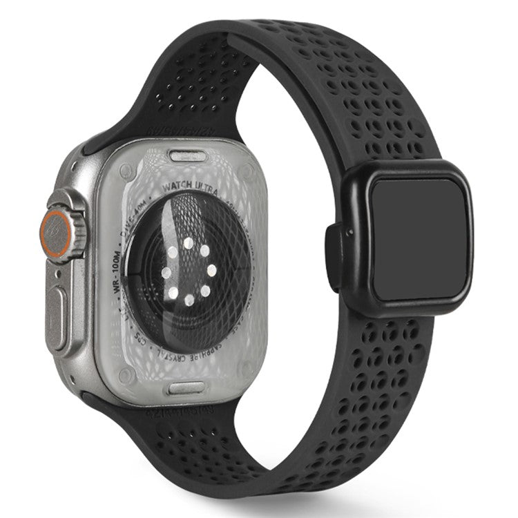 Magnetic Strap for Apple Watch 10 46mm / Ultra 2 / Ultra 49mm / 9 8 7 45mm / SE (2023) SE (2022) SE 6 5 4 44mm / 3 2 1 42mm Silicone Band - Black