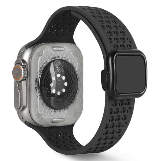 Magnetic Strap for Apple Watch 10 46mm / Ultra 2 / Ultra 49mm / 9 8 7 45mm / SE (2023) SE (2022) SE 6 5 4 44mm / 3 2 1 42mm Silicone Band - Black