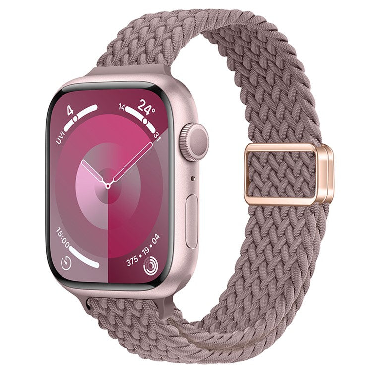 For Apple Watch 10 46mm / Ultra 2 / Ultra 49mm / 9 8 7 45mm / SE (2023) SE (2022) SE 6 5 4 44mm / 3 2 1 42mm Watch Strap Braided Nylon Band - Smoke Purple