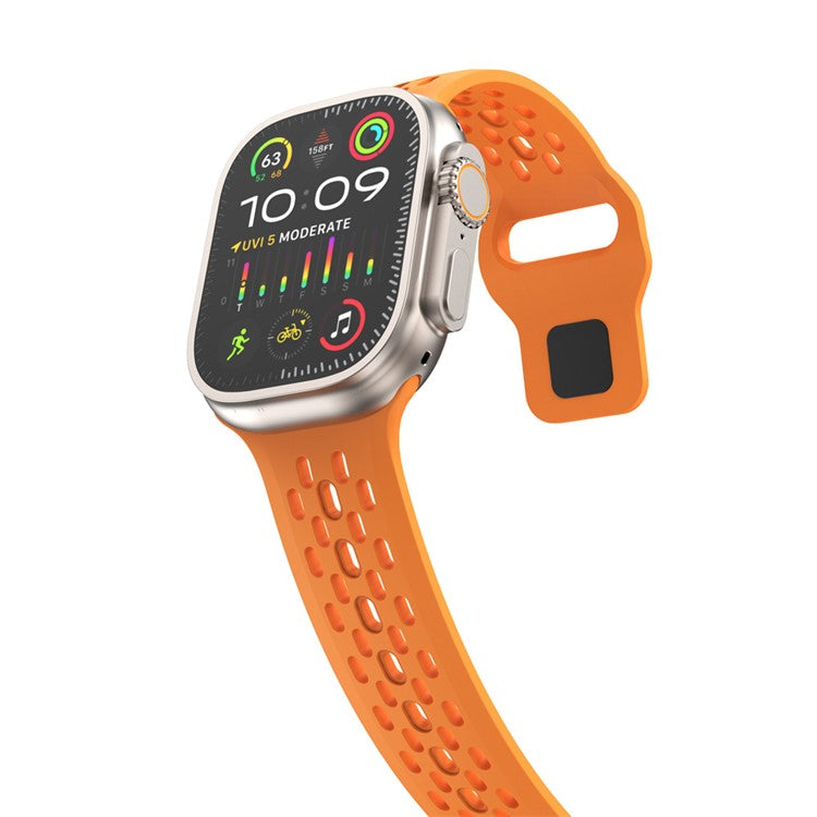 For Apple Watch 10 46mm / Ultra 2 / Ultra 49mm / 9 8 7 45mm / SE (2023) SE (2022) SE 6 5 4 44mm / 3 2 1 42mm Watch Band Fluoro Rubber Wrist Strap - Orange