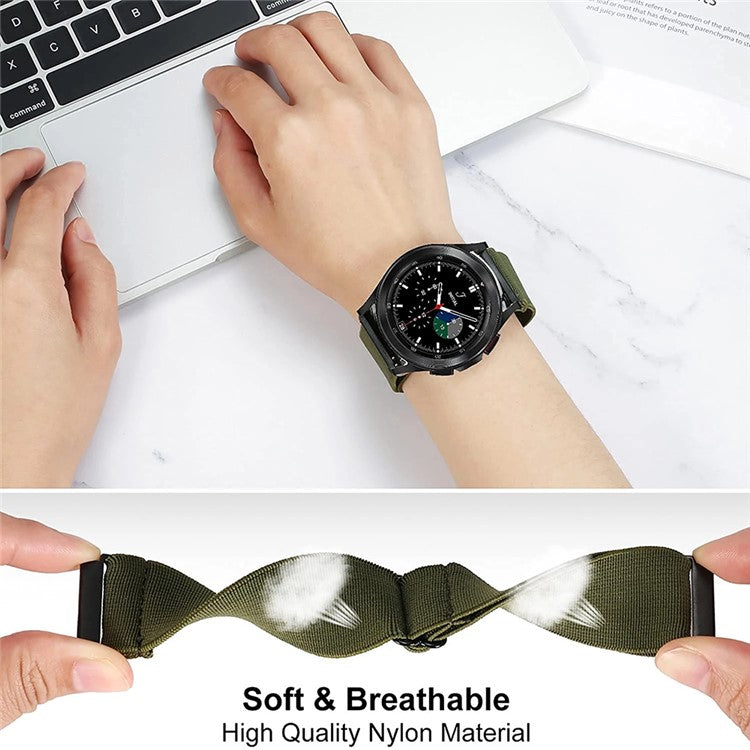 For Samsung Galaxy Watch6 Classic 47mm 43mm Watch Strap 20mm Adjustable Nylon Wrist Band - Red