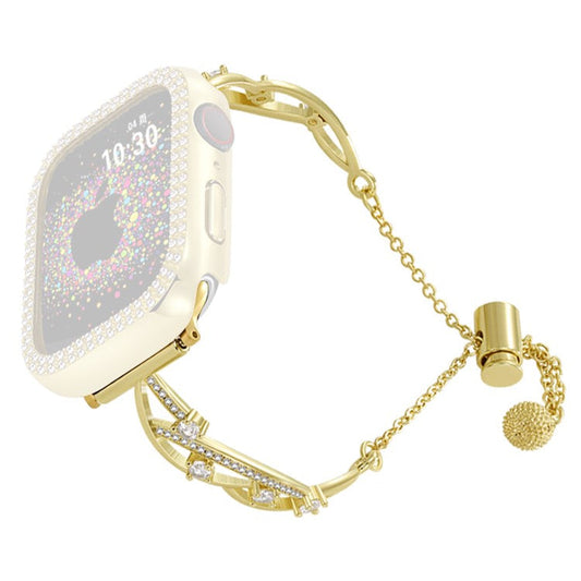 20mm Universal Smart Watch Rhinestone Decor Bracelet Copper Replacement Wrist Band - Gold