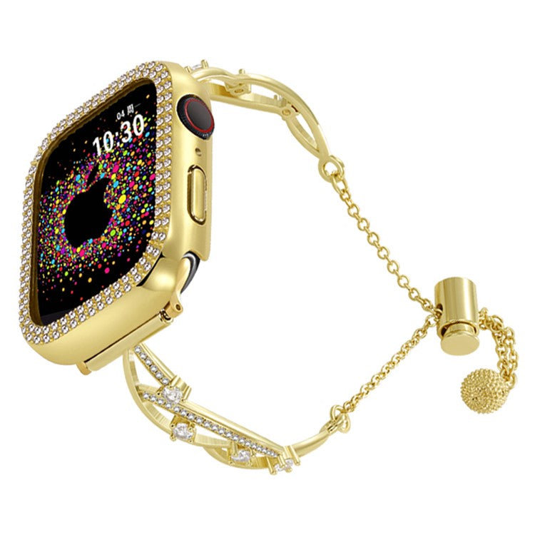 20mm Universal Smart Watch Rhinestone Decor Bracelet Copper Replacement Wrist Band - Gold