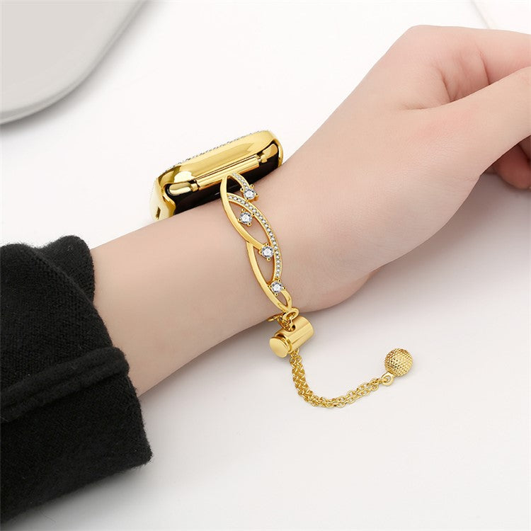 20mm Universal Smart Watch Rhinestone Decor Bracelet Copper Replacement Wrist Band - Gold