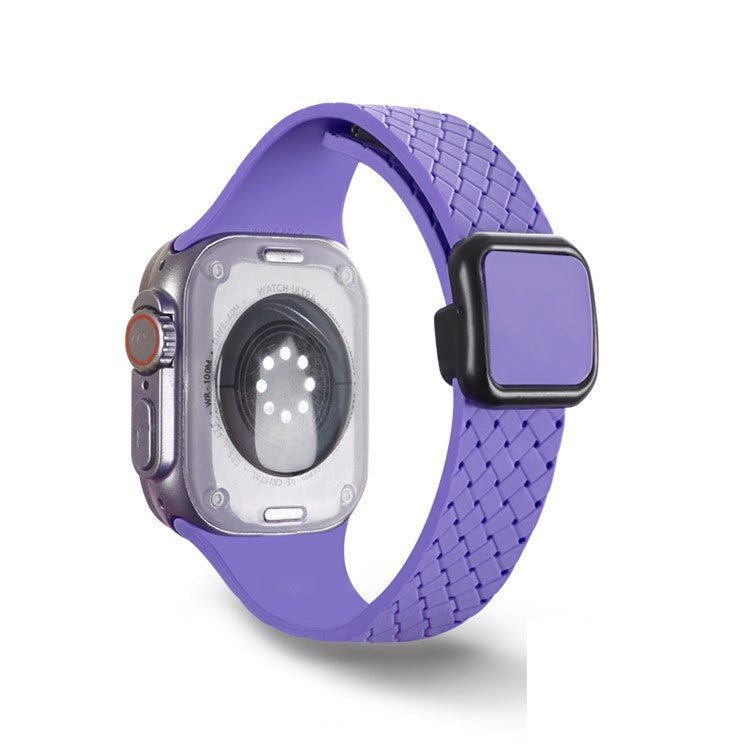 Watch Band For Apple Watch Series 10 42mm / 9 8 7 41mm / SE (2023) SE (2022) SE 6 5 4 40mm / 3 2 1 38mm Woven Texture Silicone Strap -  Iris