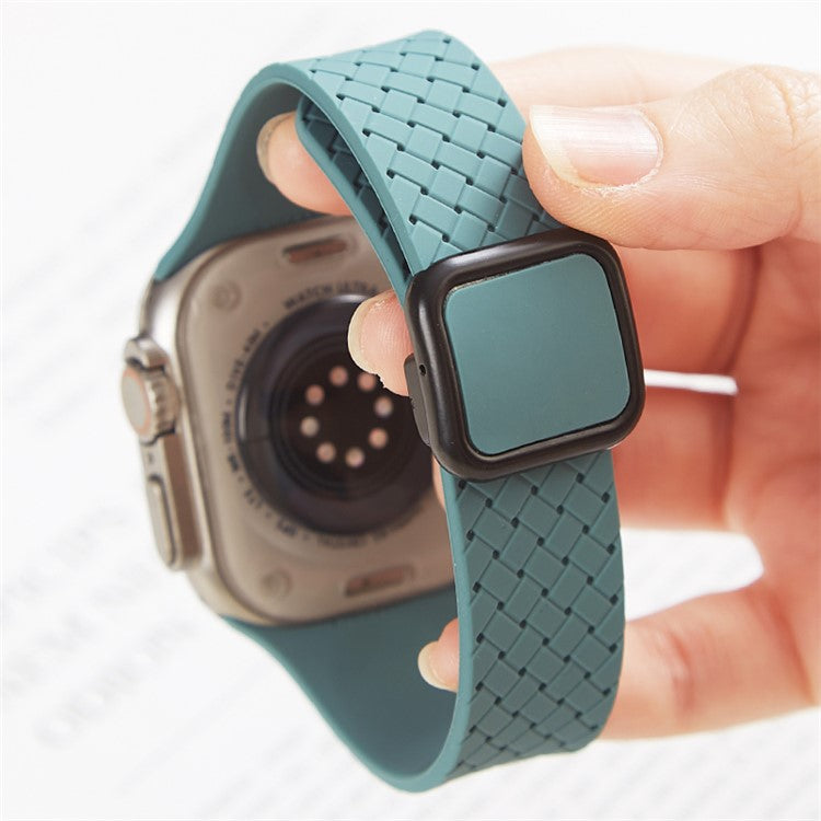 Watch Band For Apple Watch Series 10 42mm / 9 8 7 41mm / SE (2023) SE (2022) SE 6 5 4 40mm / 3 2 1 38mm Woven Texture Silicone Strap - Pink
