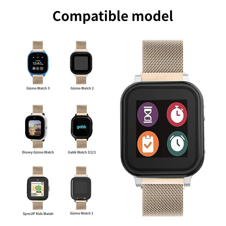 For SyncUP Kids Watch Stainless Steel Replacement Strap Magnetic Milanese Wrist Band - Vintage Gold