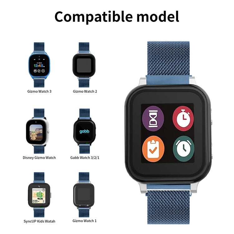 For Verizon GizmoWatch Disney Edition Stainless Steel Watch Band Magnetic Milanese Mesh Strap - Dark Blue