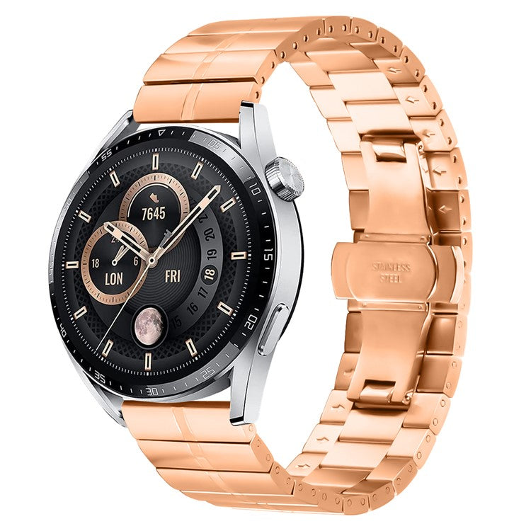 For Yamay SW022 Butterfly Buckle Design Stainless Steel Smart Watch Strap Watch Band - Rose Gold