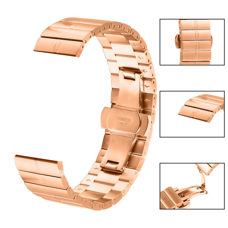 For Yamay SW022 Butterfly Buckle Design Stainless Steel Smart Watch Strap Watch Band - Rose Gold