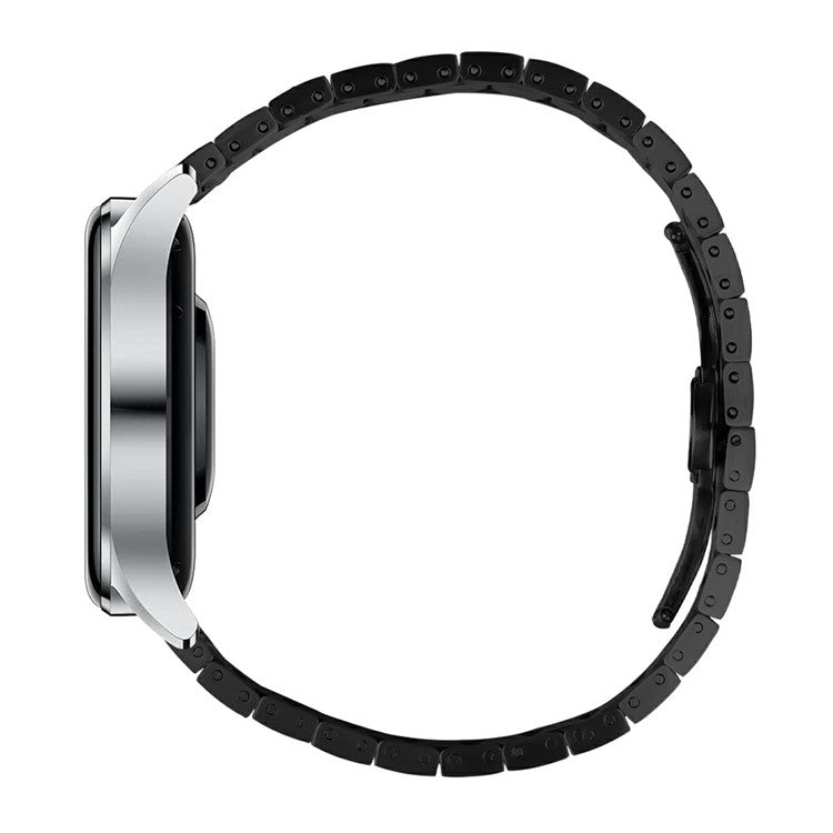 Smartwatch Band for Garmin Forerunner 265 Music Stainless Steel Strap Silver Bracelet - Black