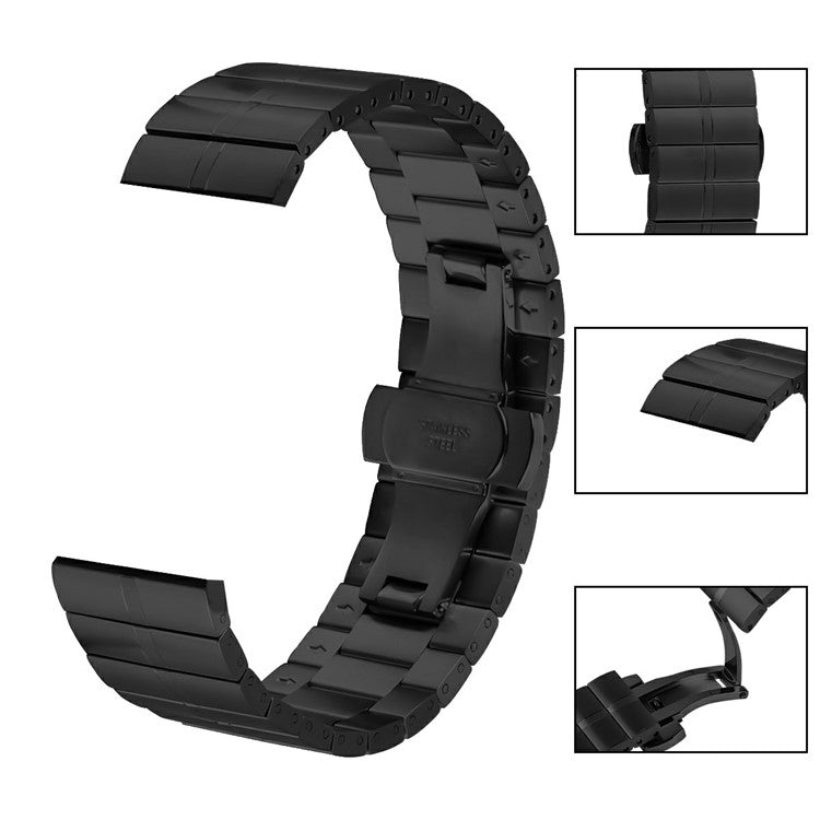 For Xiaomi Mi Watch Color Sports Butterfly Buckle Stainless Steel Watch Strap Band - Black
