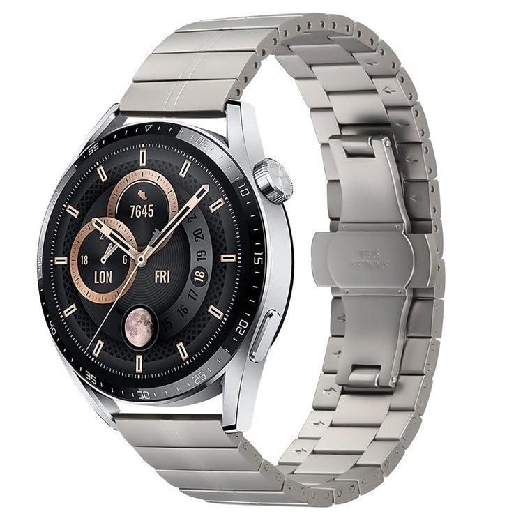 For Haylou RT LS05S Stainless Steel Strap Line Design Smart Watch Replacement Band - Titanium Alloy Color