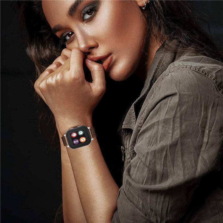 For Gabb Watch 3 Milanese Watch Band Magnetic Stainless Steel Breathable Mesh Wrist Strap - Dark Brown