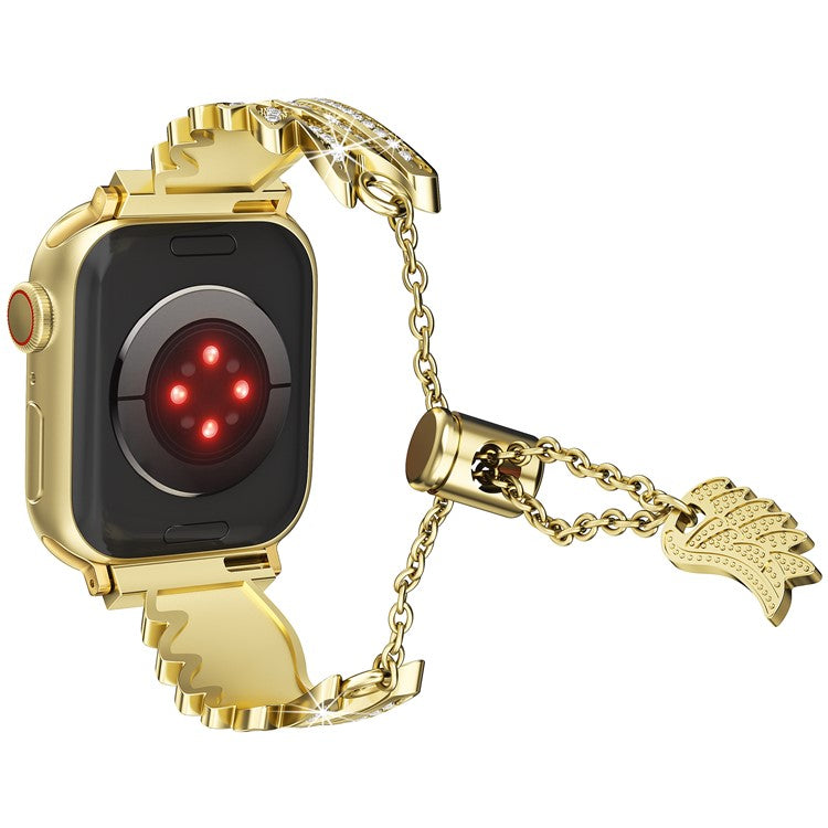 Wing Design Strap for Apple Watch 10 46mm / Ultra 2 / Ultra 49mm / 9 8 7 45mm / SE (2023) SE (2022) SE 6 5 4 44mm / 3 2 1 42mm Alloy Bracelet - Gold