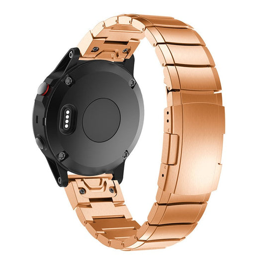 KALEBOL KLB-YZBXG-001 For Garmin Fenix 7 / 7 Pro Stainless Steel Watch Band QuickFit 22mm Replacement Watch Strap - Rose Gold