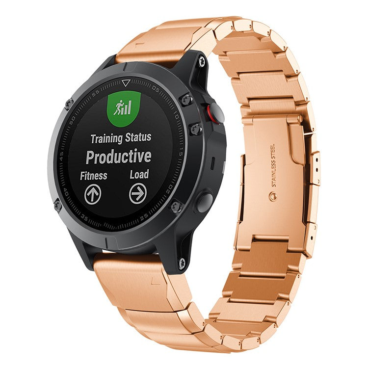 KALEBOL KLB-YZBXG-001 For Garmin Fenix 7 / 7 Pro Stainless Steel Watch Band QuickFit 22mm Replacement Watch Strap - Rose Gold