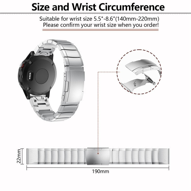 KALEBOL KLB-YZBXG-001 For Garmin Fenix 7 / 7 Pro Stainless Steel Watch Band QuickFit 22mm Replacement Watch Strap - Rose Gold