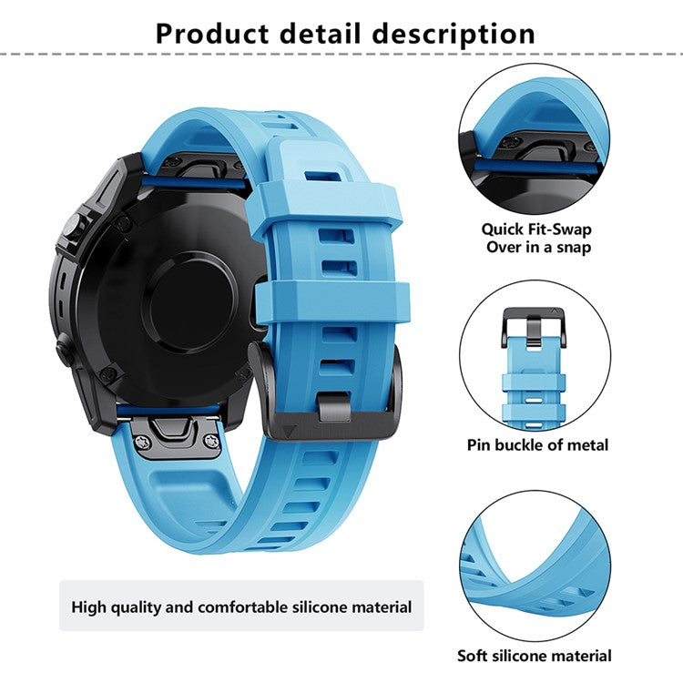 KALEBOL KLB-TXGJ-001 For Garmin Fenix 7S / 7S Pro 20mm Silicone Watch Strap Trapezoidal Holes - Sky Blue