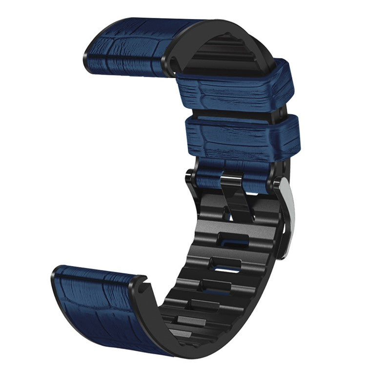 KALEBO KLB-EYWGJPU-001 For Garmin Fenix 6X  /  Fenix 7X  /  Instinct 2X Wrist Watch Band QuickFit 26mm Crocodile Texture Strap - Midnight Blue