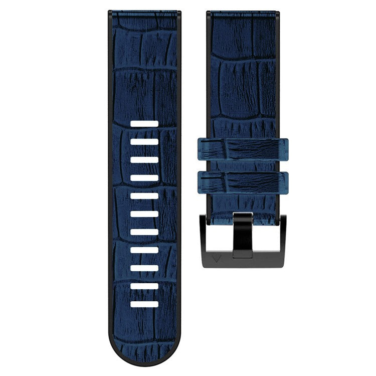 KALEBO KLB-EYWGJPU-001 For Garmin Fenix 6X  /  Fenix 7X  /  Instinct 2X Wrist Watch Band QuickFit 26mm Crocodile Texture Strap - Midnight Blue