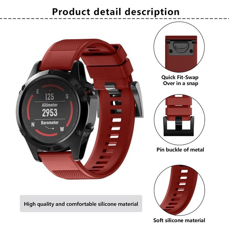 KALEBOL KLB-SJLWGJ-001 For Garmin Fenix 7X / Fenix 7X Pro Watch Band 26mm Triangular Diamond Pattern Silicone Strap - Purple