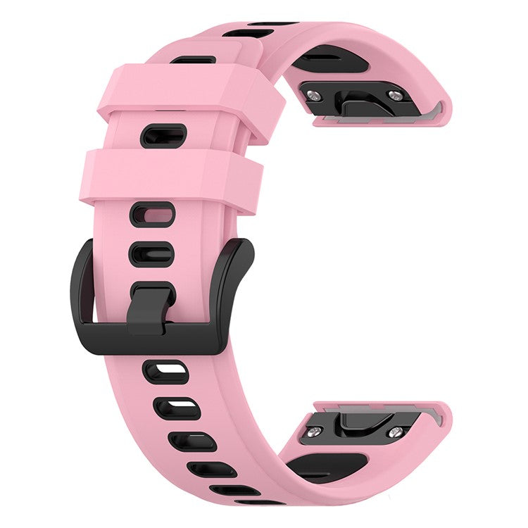 KALEBOL KLB-SSPWGJ-001 For Garmin Fenix 7  /  7 Pro Watch Band QuickFit 22mm Flexible Silicone Wrist Strap - Pink+Black