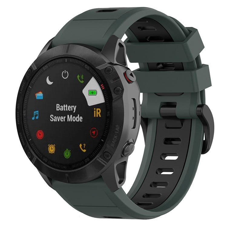 KALEBOL KLB-SSPWGJ-001 For Garmin Fenix 7  /  7 Pro Watch Band QuickFit 22mm Flexible Silicone Wrist Strap - Olive Green+Black