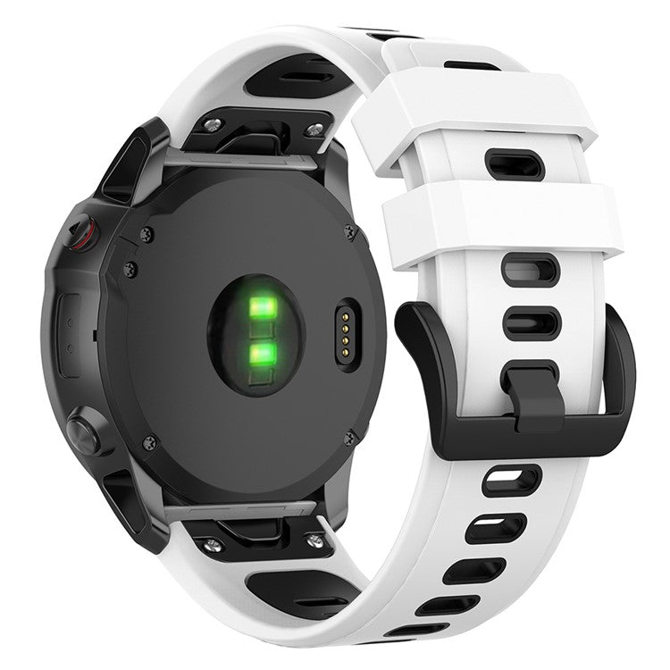 KALEBOL KLB-SSPWGJ-001 For Garmin Fenix 7X / 7X Pro Watchband QuickFit 26mm Silicone Watch Strap - White / Black