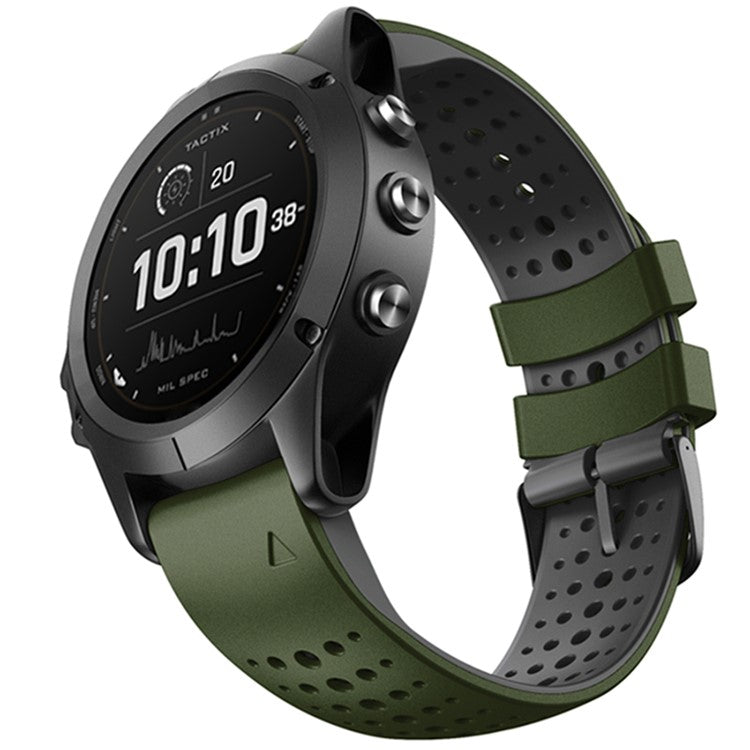 KALEBOL KLB-SSYKGJ-001 For Garmin Fenix 7  /  7 Pro Watch Bracelet Dual Color QuickFit 22mm Replacement Strap - Army Green