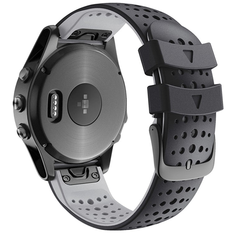 KALEBOL KLB-SSPWGJ-001 For Garmin Fenix 6X / Fenix 7X / Instinct 2X Watchband QuickFit 26mm Silicone Watch Bracelet - Black+Grey