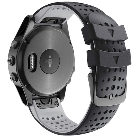 KALEBOL KLB-SSPWGJ-001 For Garmin Fenix 6X / Fenix 7X / Instinct 2X Watchband QuickFit 26mm Silicone Watch Bracelet - Black+Grey