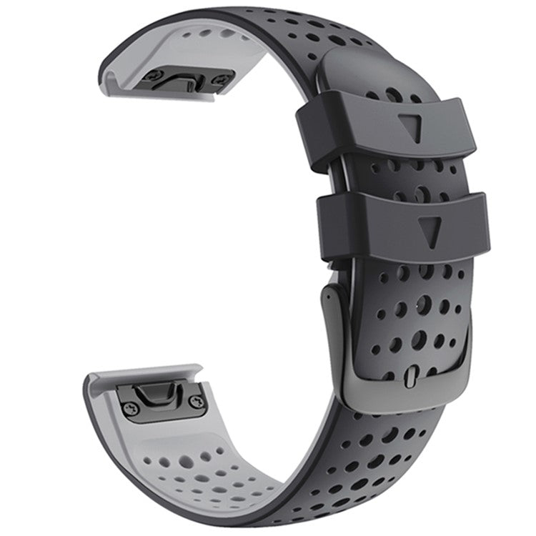 KALEBOL KLB-SSPWGJ-001 For Garmin Fenix 6X / Fenix 7X / Instinct 2X Watchband QuickFit 26mm Silicone Watch Bracelet - Black+Grey