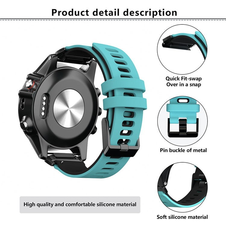 KALEBOL KLB-SSSCGJ-001 For Garmin Fenix 7  /  7 Pro Watch Bracelet QuickFit 22mm Strap with Dual Color Design - Lime+Black