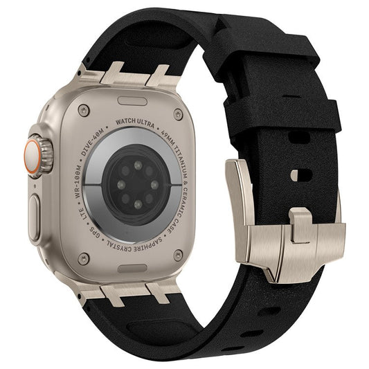 KALEBOL For Apple Watch 10 46mm / Ultra 2 / Ultra 49mm / 9 8 7 45mm / SE (2023) SE (2022) SE 6 5 4 44mm / 3 2 1 42mm Silicone Band - Titanium+Black